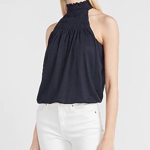 Express Navy High Neck Mock Sleeveless Blouse – Size Medium